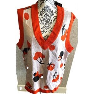 NWT Hot Topic 1X Sweater Vest Mickey Minnie Mouse Cherry Her Universe Red White